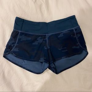 Lululemon Speed Shorts Lotus Camo Oil Slick Blue